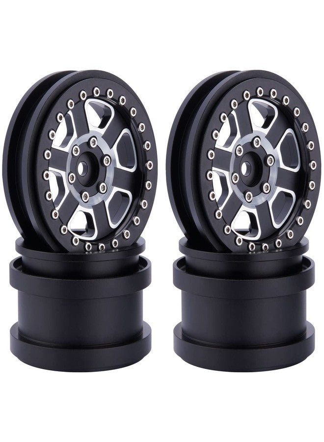 DJX 4PCS 2.9 Beadlock Wheel Rim Set for 1/6 RC Crawler Car Axial SCX6 JLU Wrangler (Black) - Image 1
